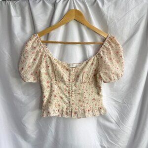 Floral Puff Sleeve Corset Top | Romantic Blouse | Altar’d State